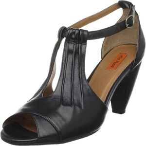 Mix Mooz Heels Black Peep Toe Ankle Strap Leather Classic Retro Size 10 NWOT